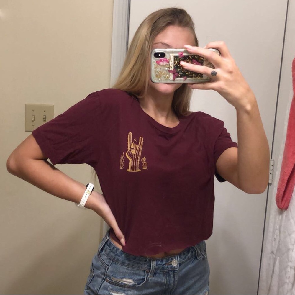 Cactus Cropped Surf Shop T